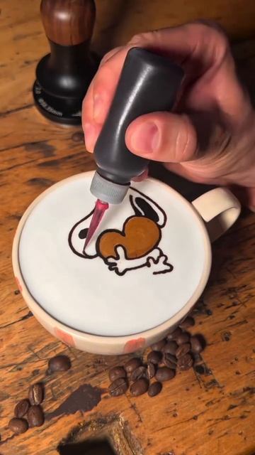 Рисунок на кофейной пене. Собачка с сердечком