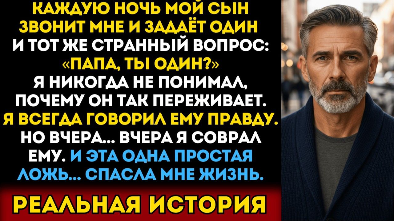 Мой сын звонит мне каждую ночь, чтобы спросить, один ли я. Вчера я соврал… и это спасло мне жизнь.