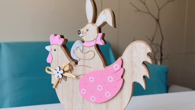 Декоративная фигура ВЕРХОМ НА КУРОЧКЕ, дерево, оранжевая, 23 см, XPA18000411-1