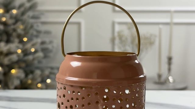 Подсвечник-фонарик ГОЧЧИ под чайную свечу, розовый, металлический, 8 см, A04932130-2