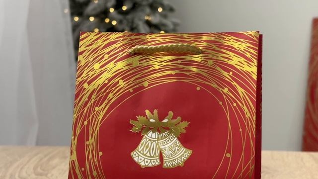 Подарочный пакет НОВОГОДНЯЯ ФАНТАЗИЯ С КОЛОКОЛЬЧИКОМ, бумага, 18х14 см, XNA23048671-1