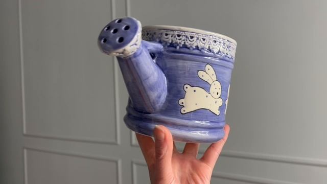 Декоративная лейка ЗАЙКИ ПОЛИВАЙКИ, керамика, фиолетовая, 22 см, XPA14000091-3