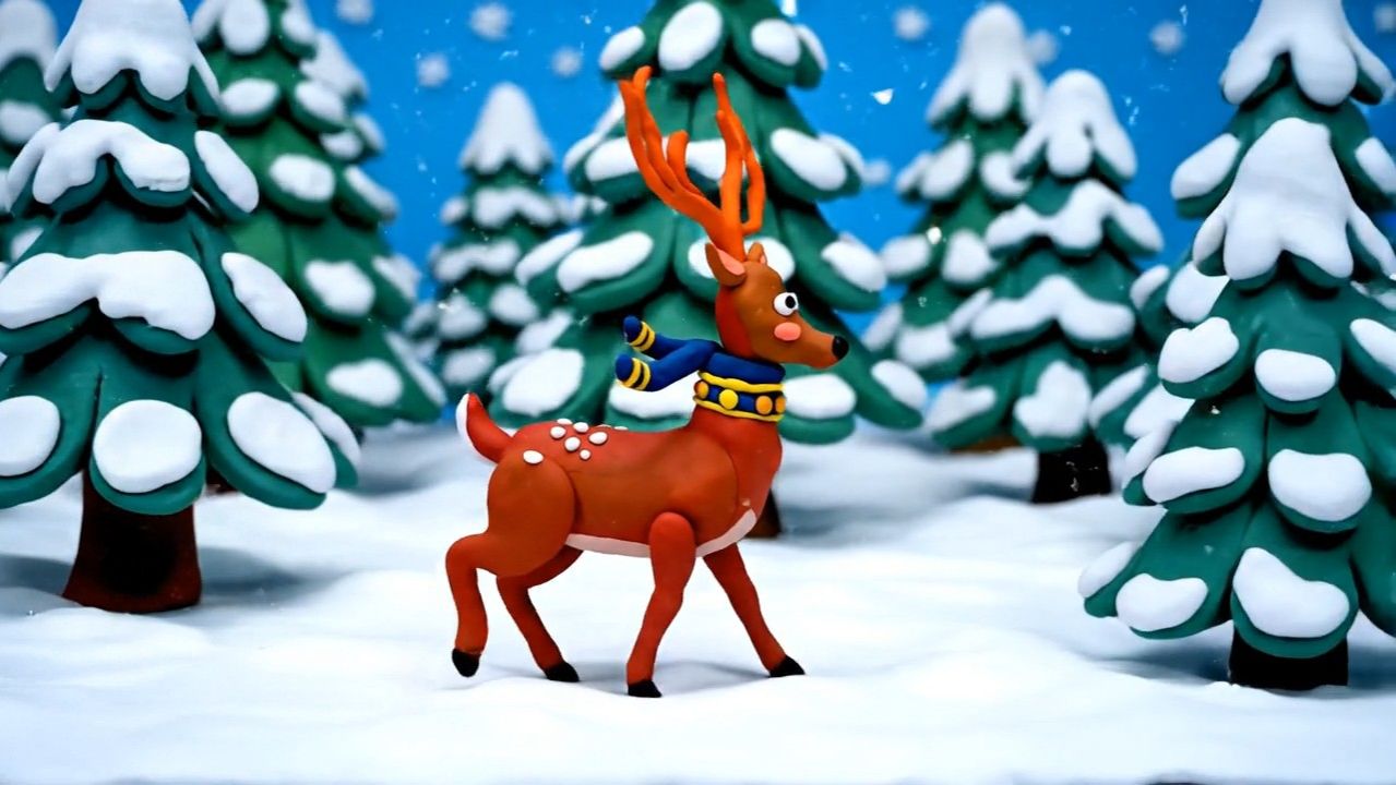 Олень в зимнем лесу