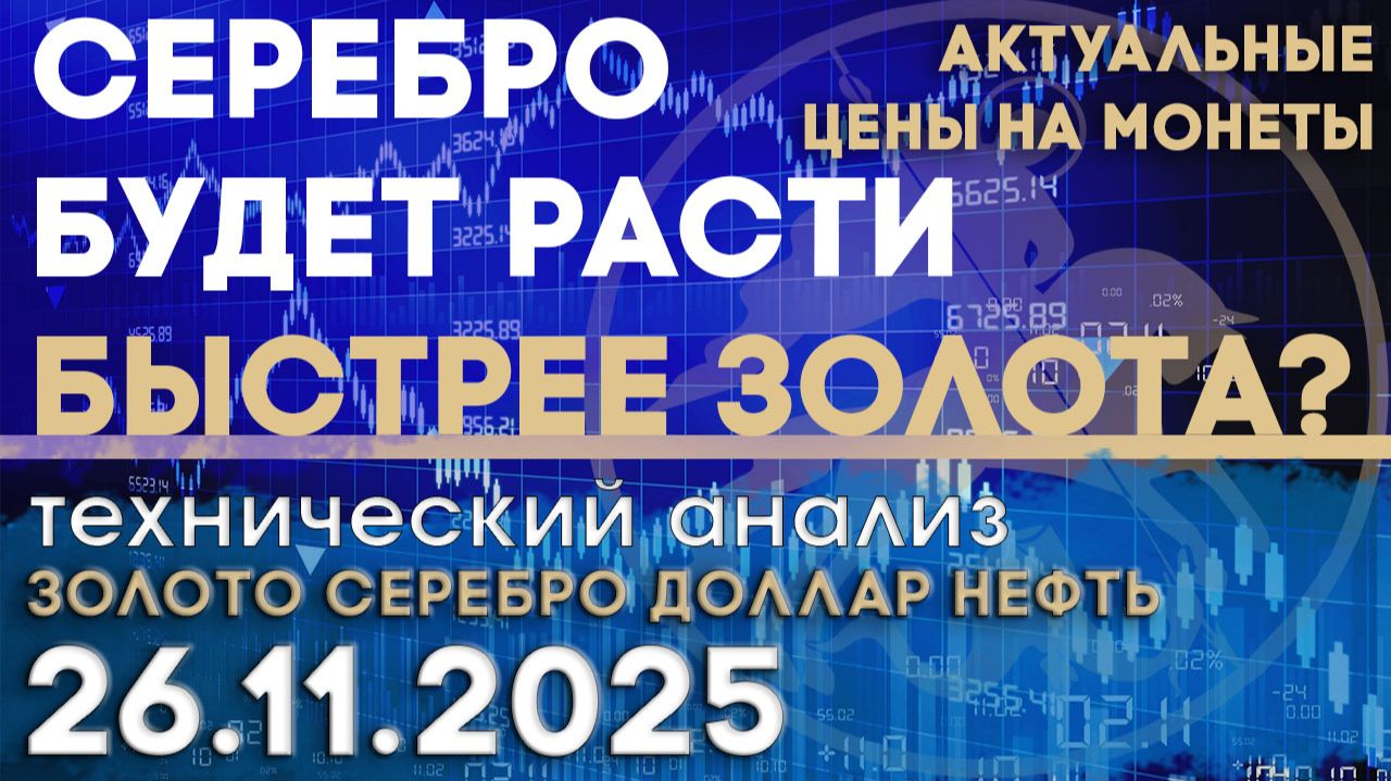 Серебро обгонит золото по темпу роста? Анализ рынка золота, серебра, нефти, доллара 26.11.2025 г