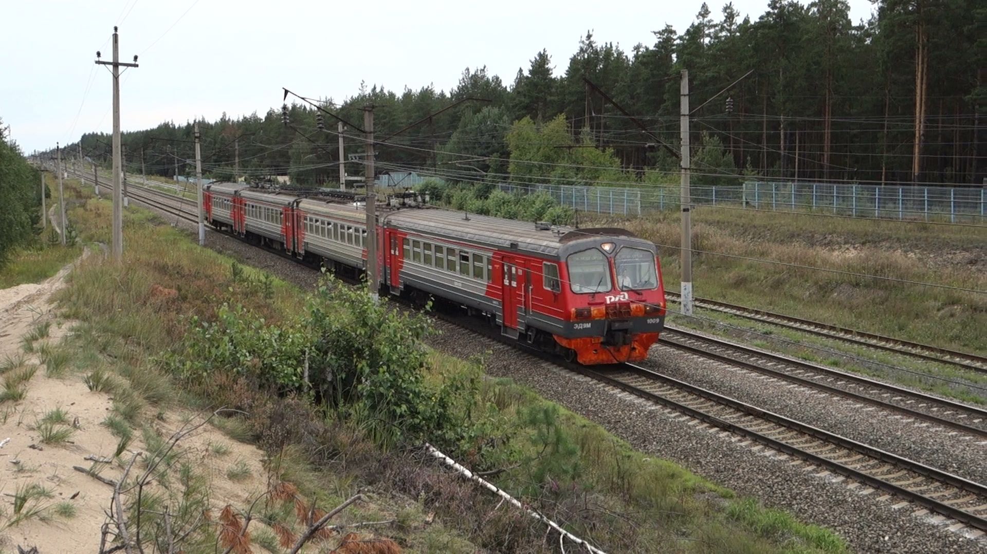 Электропоезд ЭД9М-1009/1029 Гороховец - Нижний Новгород на перегоне Жолнино - Джержинск