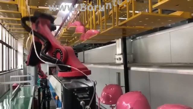 19. Перестановка шлемов после покраски промышленным роботом BORUNTE
