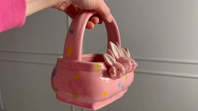 Конфетница-корзинка ТРИ УШАСТИКА, керамика, розовая, 15 см, XPA23003211-2