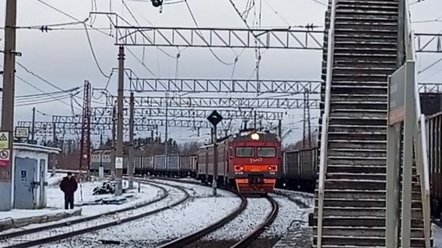 Электропоезд ЭТ2М-066 (ТЧМ-33 Курган) прибывает на ст. Храмцовская