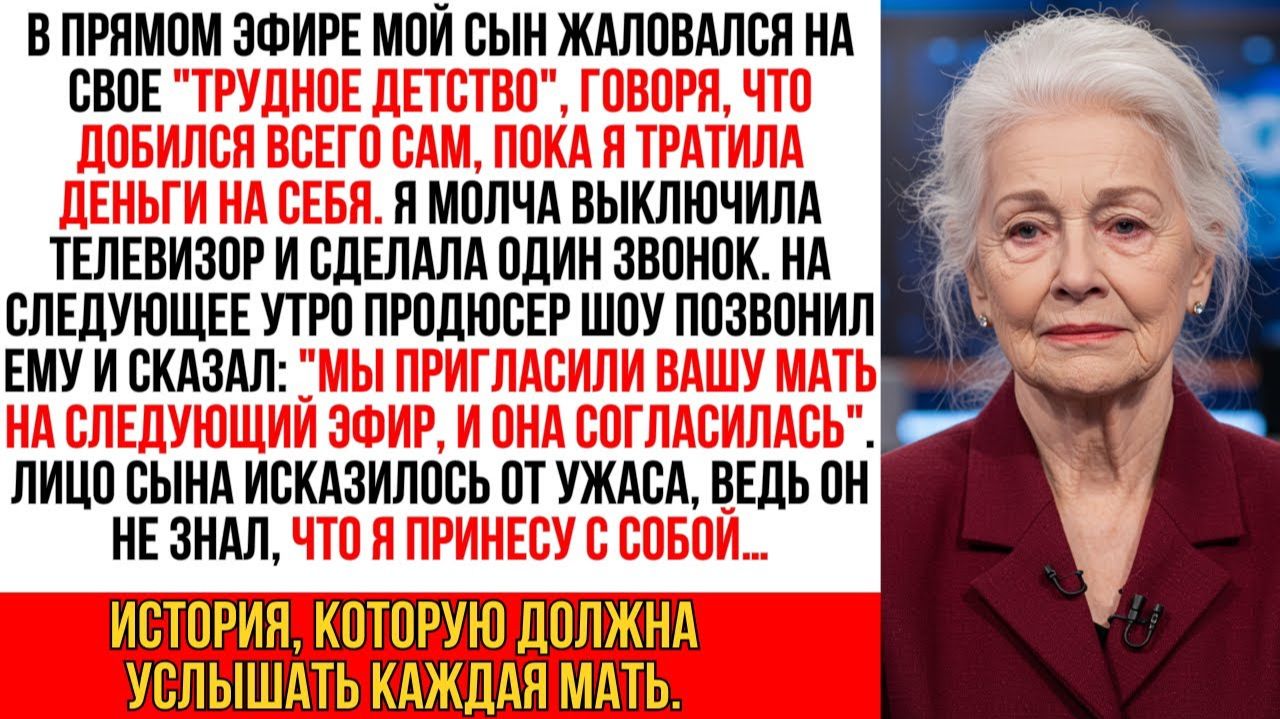 Сын в прямом эфире опозорил меня на всю страну, назвав плохой матерью… Тогда я…