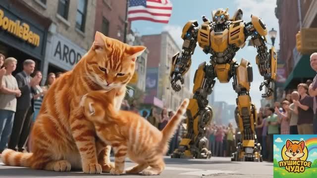 МУЛЬТФИЛЬМ ДЛЯ ДЕТЕЙ, Котенок смотрит странсформеров и потом встречает их