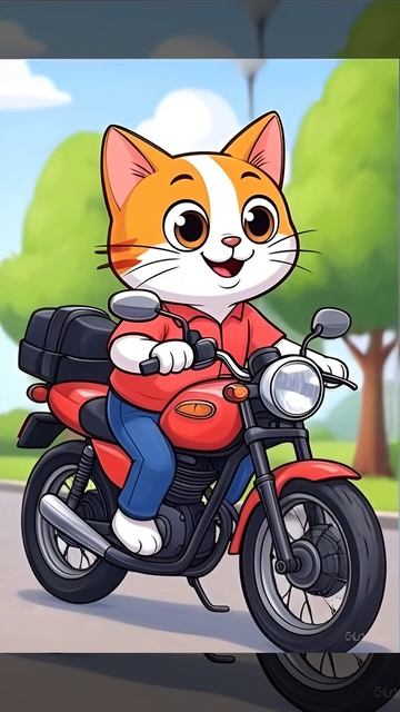 Котик Валера едет на мотоцикле!!