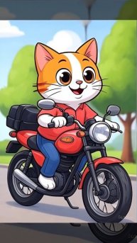 Котик Валера едет на мотоцикле!!