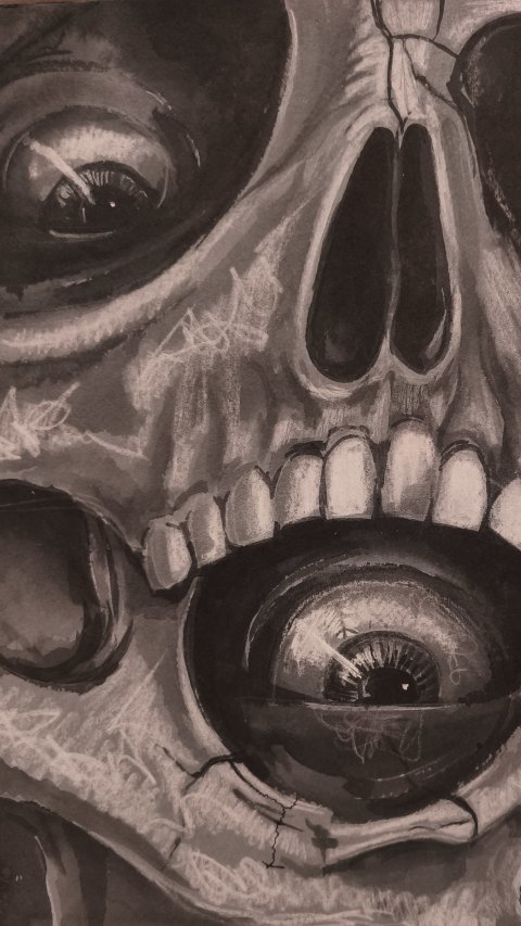 череп рисунок ч/б