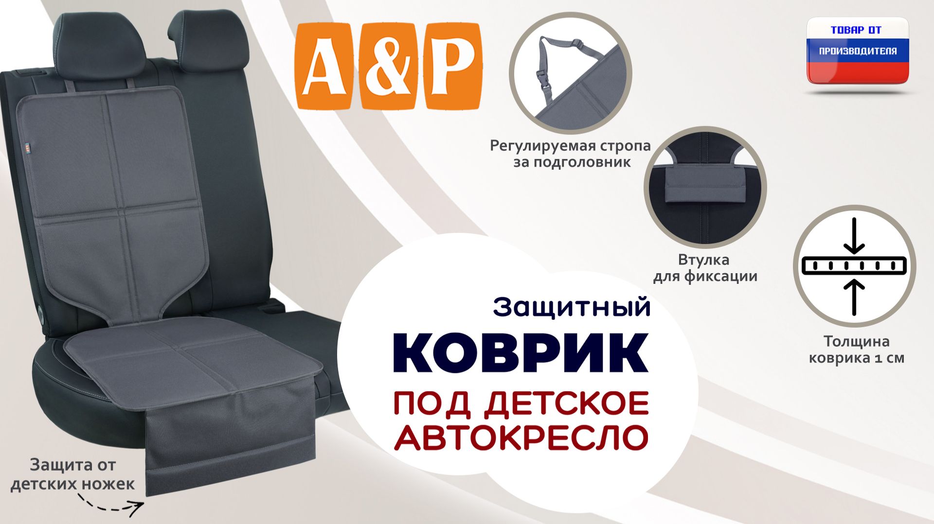 Защитный коврик под кресло или бустер. Ткань оксфорд. Цвет: серый. Промо-ролик.