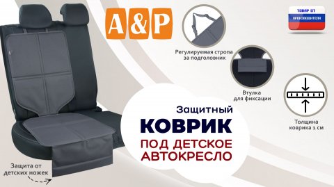 Защитный коврик под кресло или бустер. Ткань оксфорд. Цвет: серый. Промо-ролик.