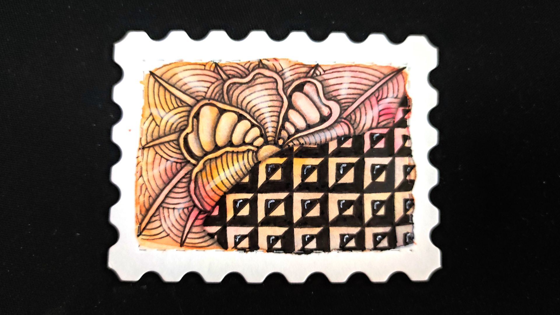 АКВАРЕЛЬНАЯ ОТКРЫТКА Цветок за плиткой