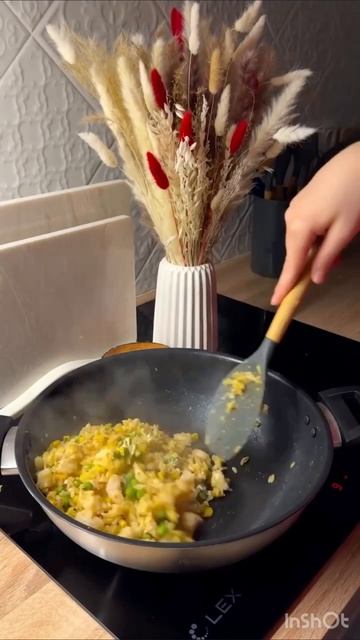 жареный рис с креветками #готовим