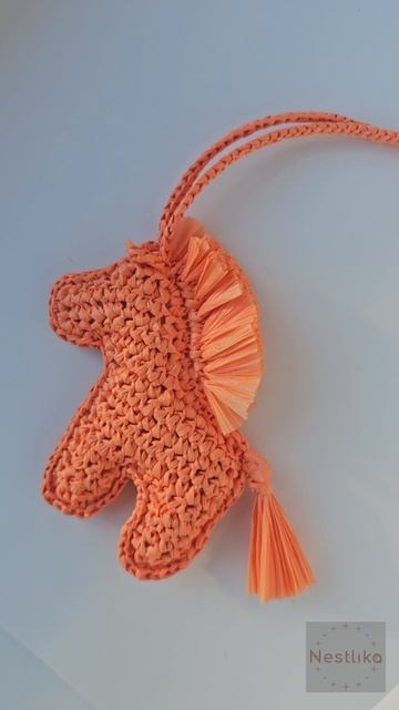 🐎 Оранжевая лошадка | Вязаный обвес из рафии | Ручная работа