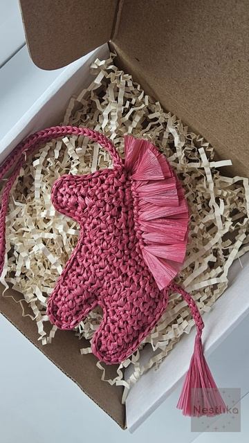 🐎💖 Бордовая лошадка из рафии | Экоподарок | Ручная работа