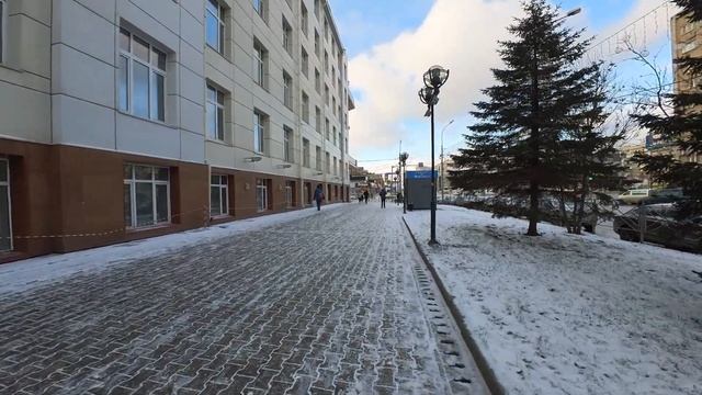 Winter in Sibirien - Spaziergang in Novosibirsk vom Lenin-Platz bis zum Hauptbahnhof | Russland