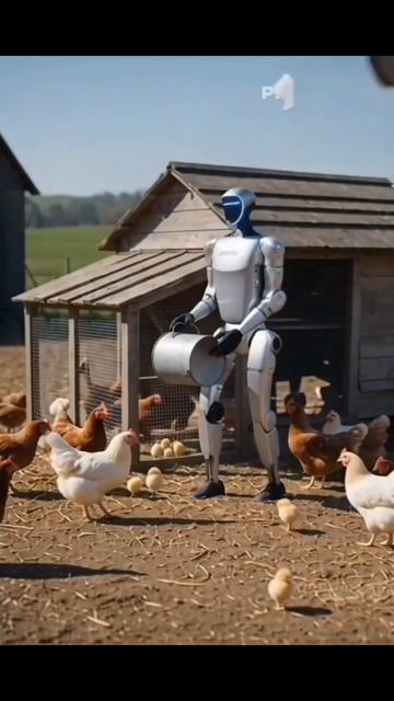 робот гуманоид в деревне 🔥