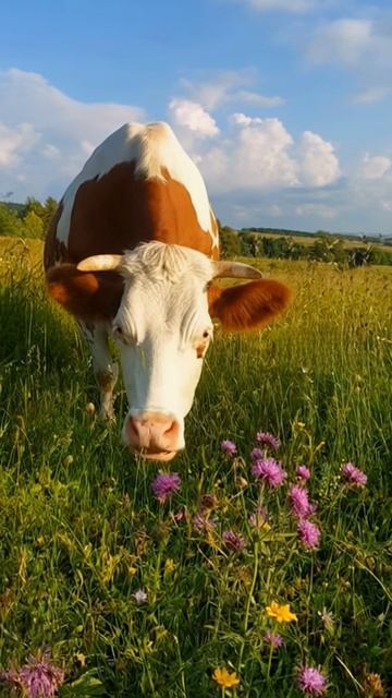Летнее утро в лугах 🌾 Корова, пчёлы, птицы и полная гармония