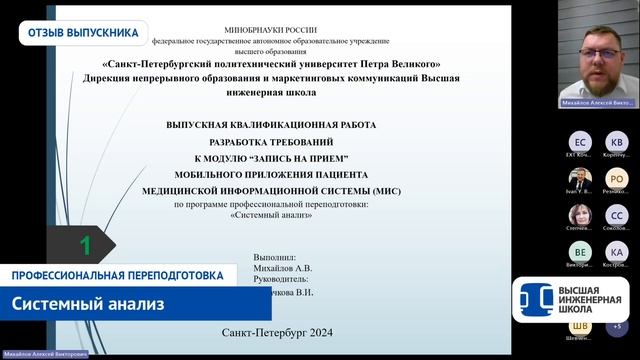 Системный анализ в СПбПУ. Отзыв Михайлов Алексей