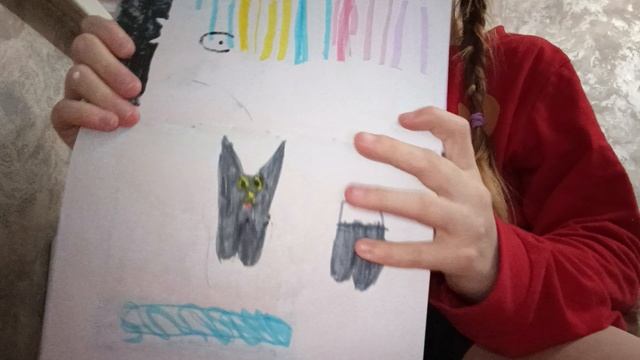 я и Тимуся делаем собачку из бумаги