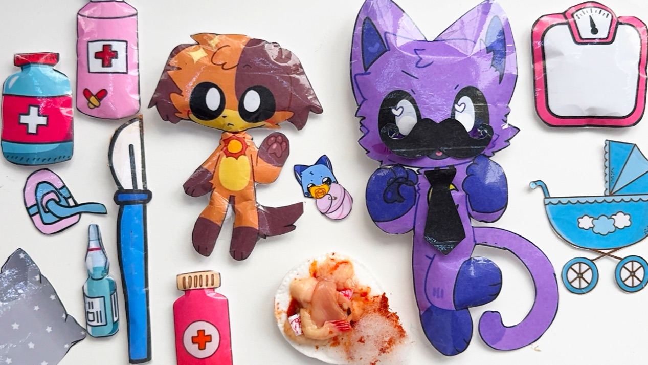 DOGDAY и Catnap беременна 🤰 / посмотри как проходят роды / бумажные истории