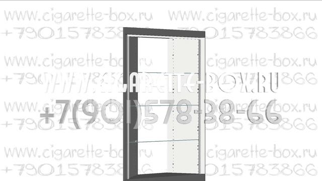 Витрина наружный угол с тремя полками из стекла без дверей