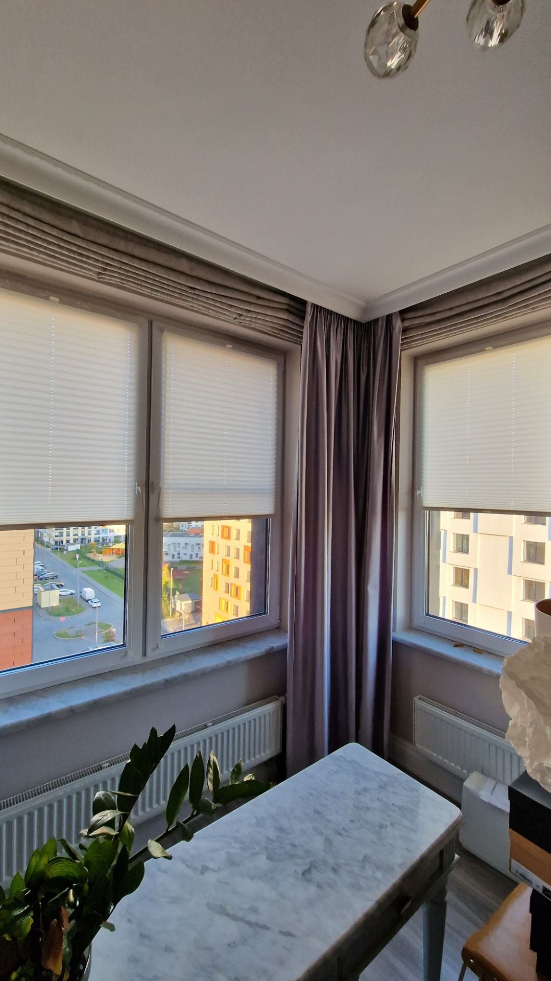 Шторки плиссе. Ткань Аида перл белый.