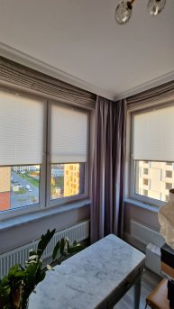 Шторки плиссе. Ткань Аида перл белый.