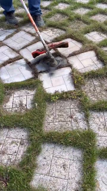 Очистка плитки от проросшей травы одним махом😃