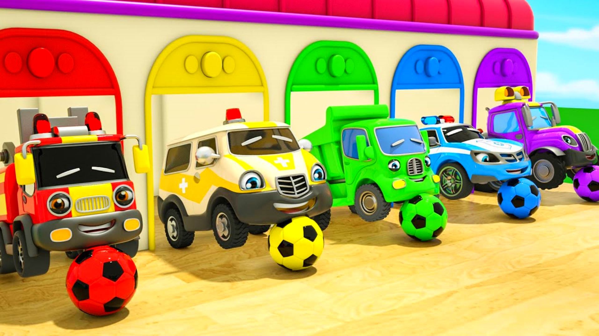 Мультики про машинки Развитие ребенка Пожарная машина на огромных колёсах Детские стишки и песенки