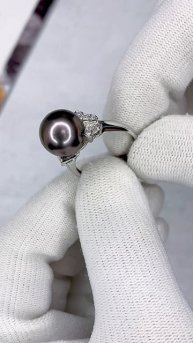 Кольцо с жемчугом и бриллиантами арт: К10387