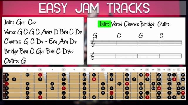 Slow Cool Groove Guitar Backing Track in G