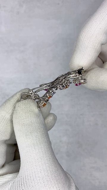 Брошь-подвеска с цветными сапфирами и бриллиантами арт: К10423