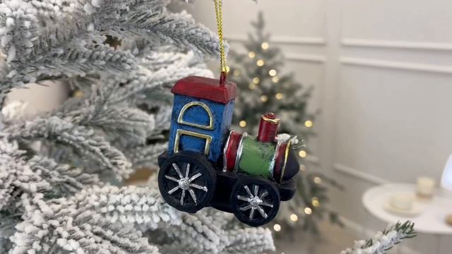 Ёлочная игрушка ВСПОМИНАЯ ДЕТСТВО - ПАРОВОЗИК, полистоун, 7 см, 1001071