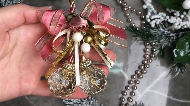 Ёлочное украшение ПОДВЕСКА С ШАРИКАМИ, розовая, 15 см, разные модели, 151626