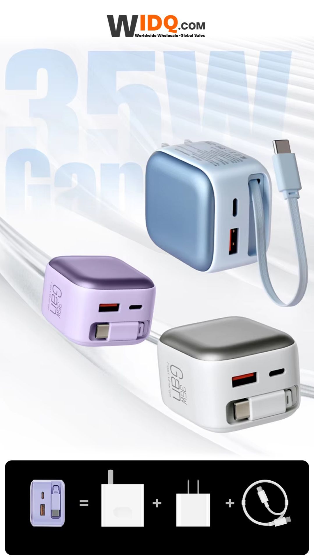 🔌 Выдвижное зарядное устройство GaN мощностью 35 Вт — мощность в компактном корпусе! ⚡