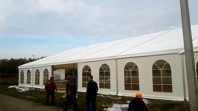 Монтаж тентового павильона 20х50, г.Чайковский.компания Изапром Плюс