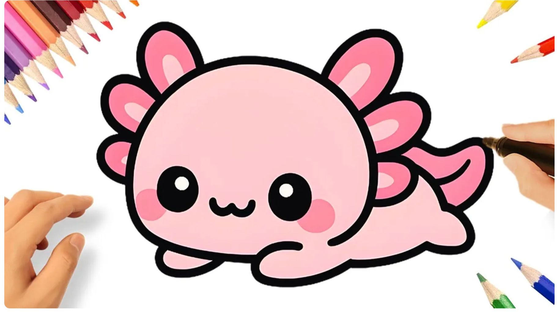 КАК НАРИСОВАТЬ ПРОСТОГО МИЛОГО РОЗОВОГО АКСОЛОТЛЯ 💗