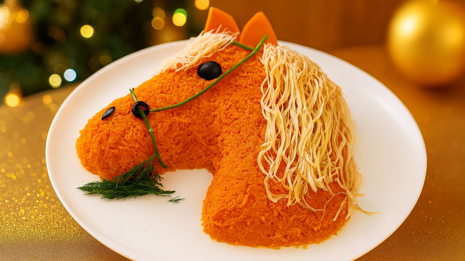 Салат “Золотая Лошадь”: эффектное украшение праздничного стола