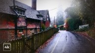 UK, Caught in Heavy Rain! English Village in Dark Misty Forest Walk