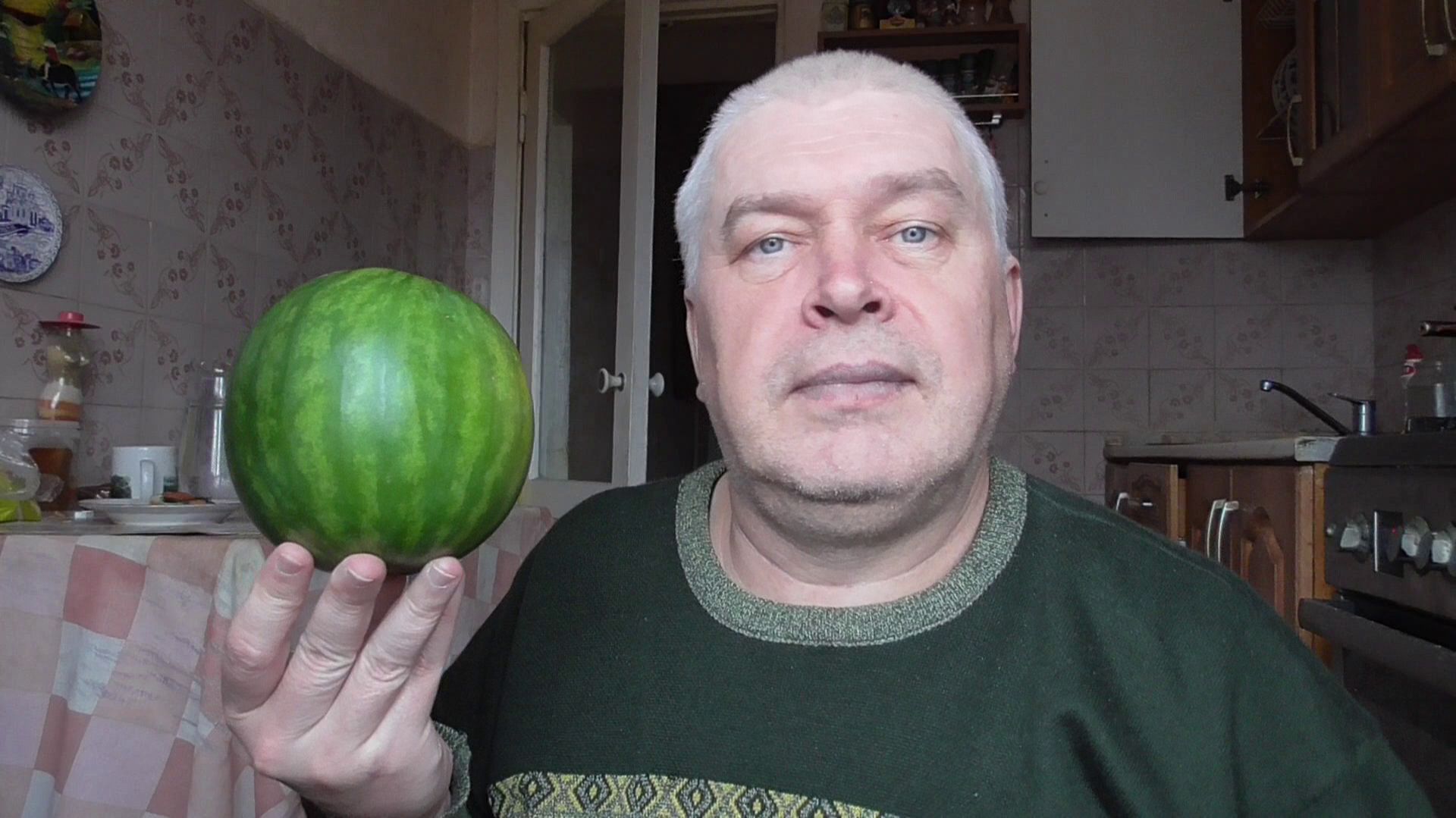 Геннадий Горин снимает видео про мини-арбуз, 12.12.2025 год.