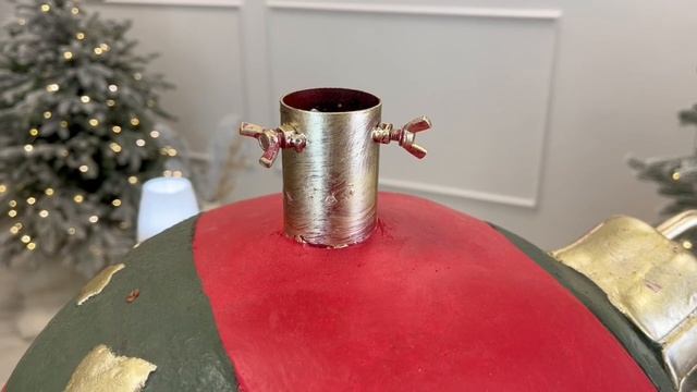 Подставка для ёлки НОВОГОДНИЙ ШАР, полистоун, красный, 40х38 см, диаметр ствола до 3.8 см, 1001100