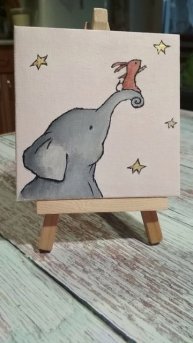 Друзья. Мини картина. (Холст 10х10 см.) / НеМонэ. (nemone)