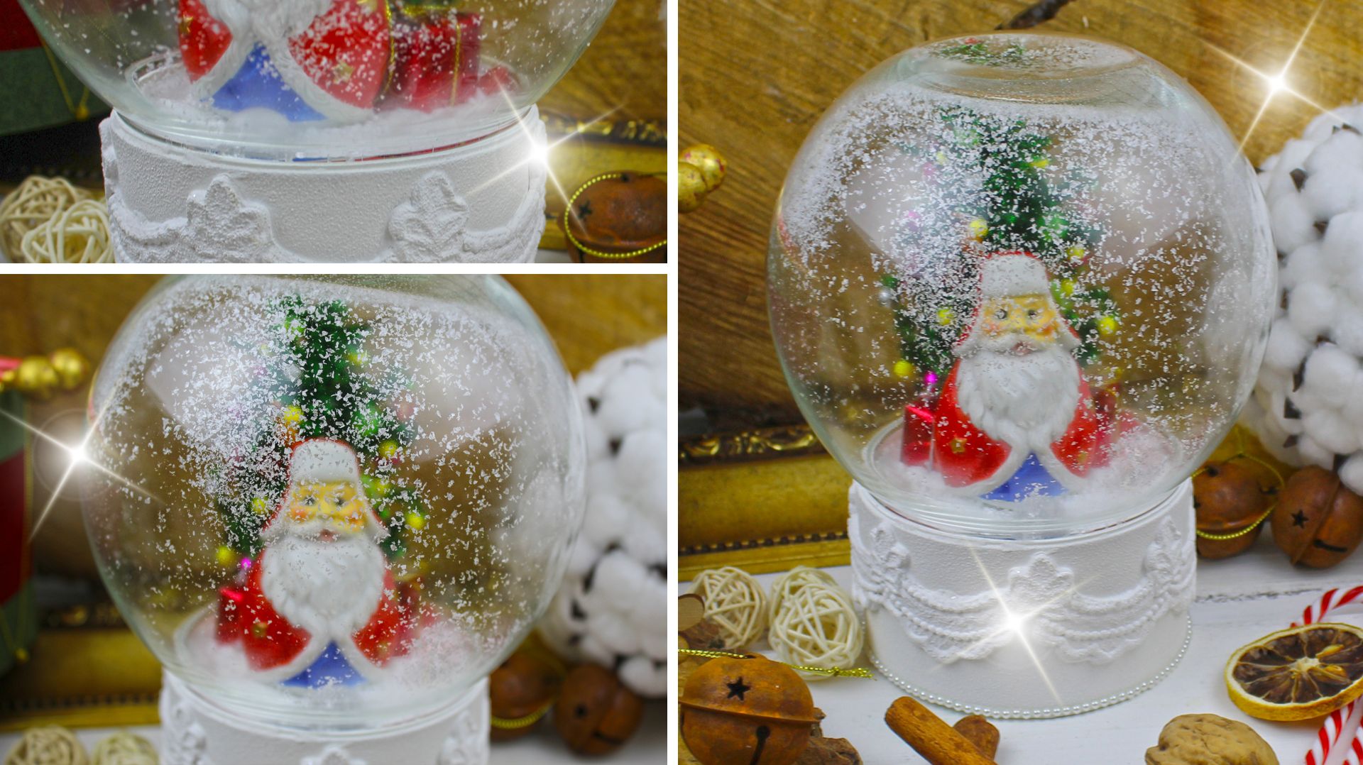 Декоратвиный "Снежный шар с ёлочкой" своими руками. Идея декора к Новому году