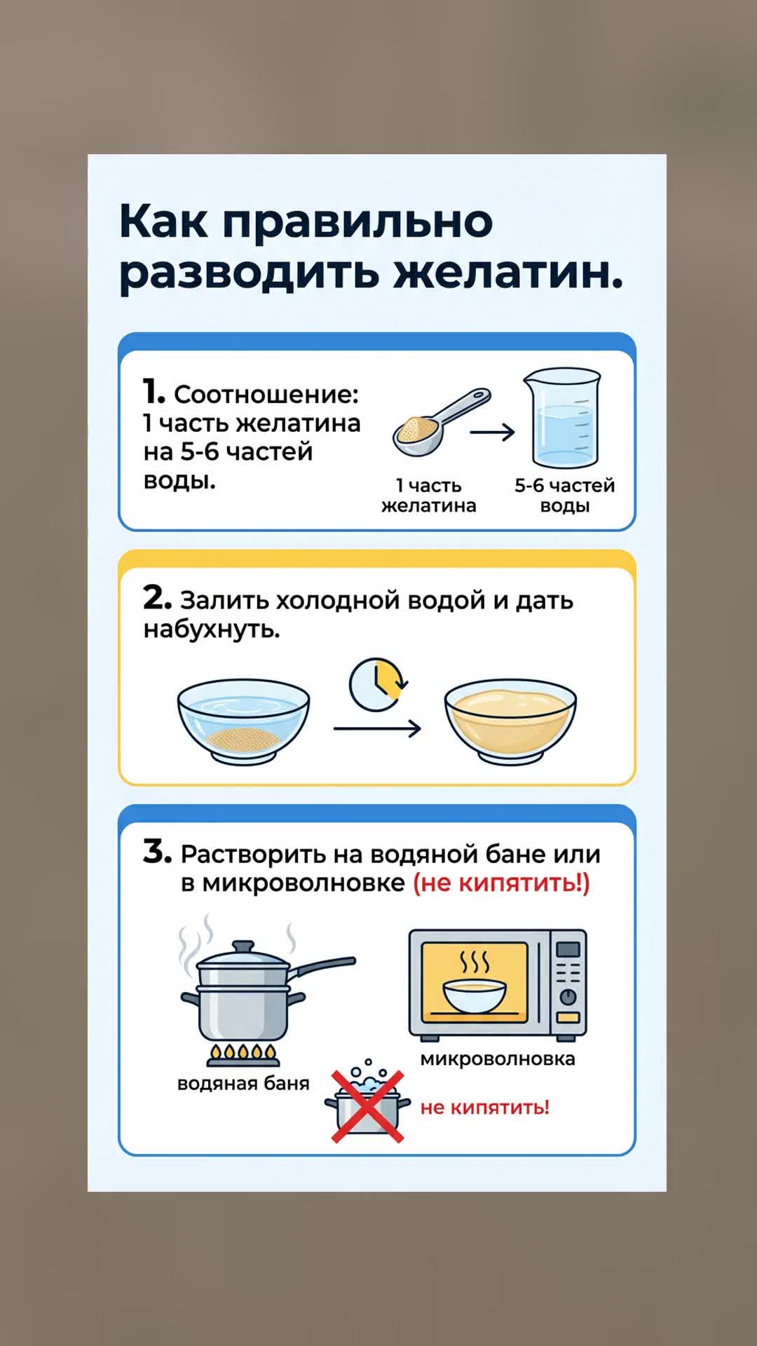 Как правильно разводить желатин для торта и холодца