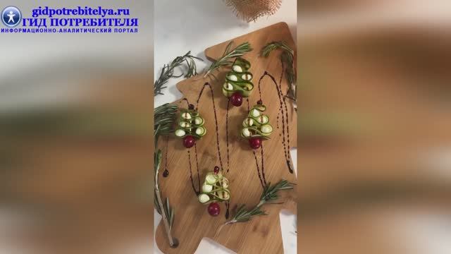 Новогодняя закуска Елочки из огурцов